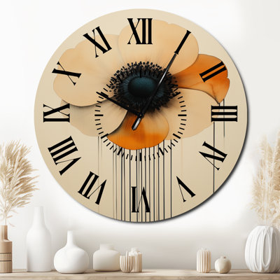 Anémone After Midnight - Horloge murale surdimensionnée en métal à motif floral