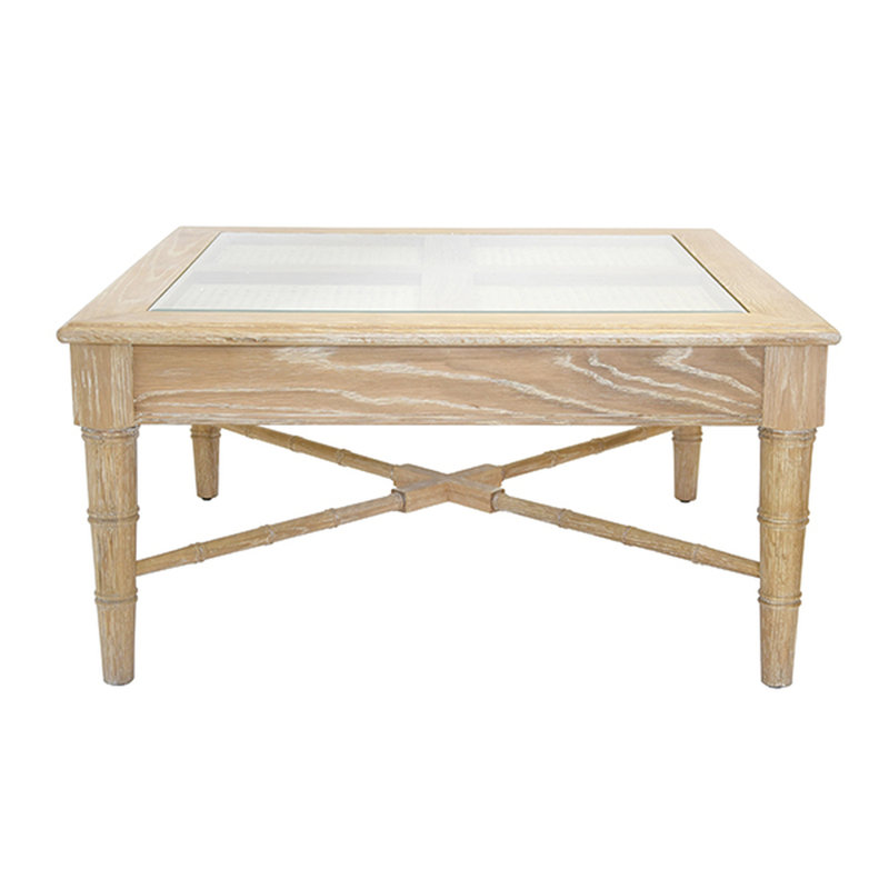 Pennine Square Cerused Oak and Glass Coffee Table