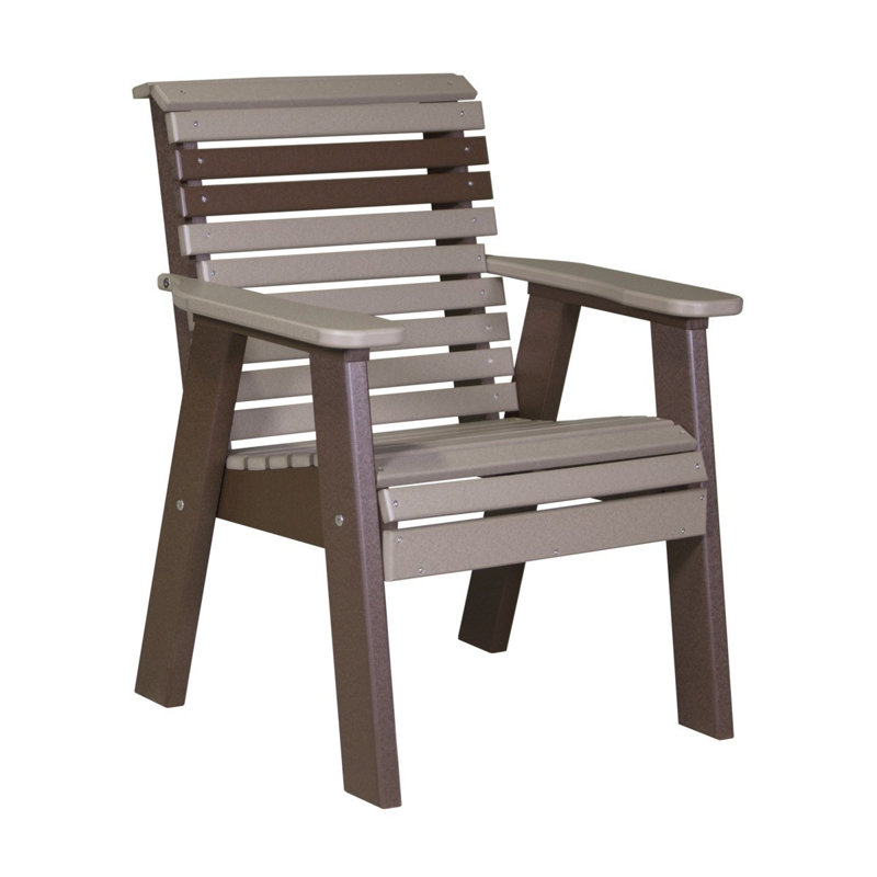 Banc de parc en plastique plain Zent, Bois vieilli / brun châtaignier