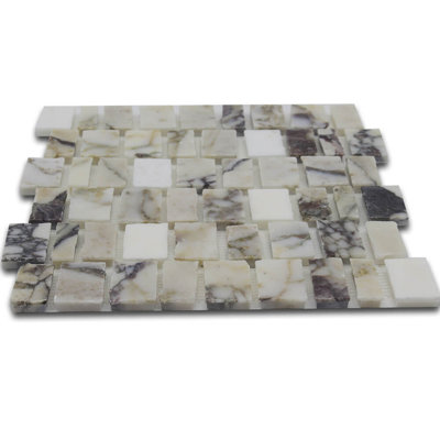 HANDCUT 12"X12" Mosaic Tile in Calacatta Violet