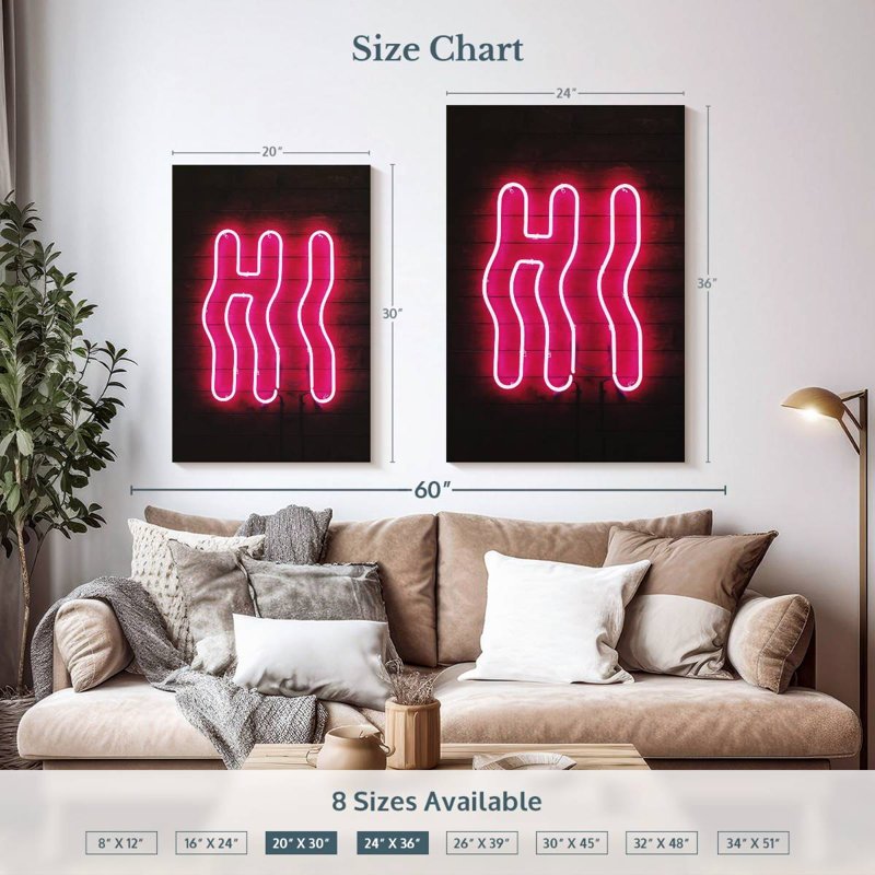 Hi Neon Sign, 36" H x 24" W