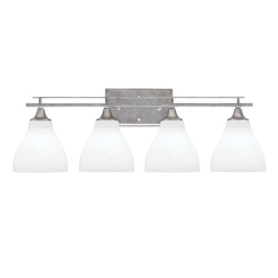 Uptowne 4 Light Bath Bar Shown In Aged Silver Finish With 6.25" Glass