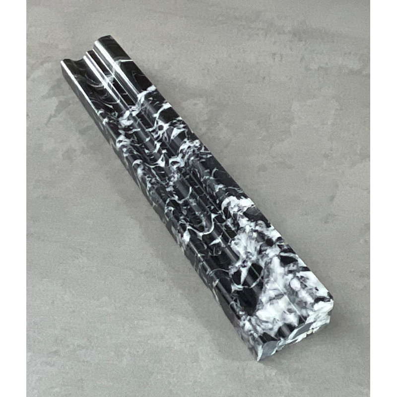 Garniture de tuile de rail de chaise en marbre L 12 po x l 1,8 po, Nero Marquina