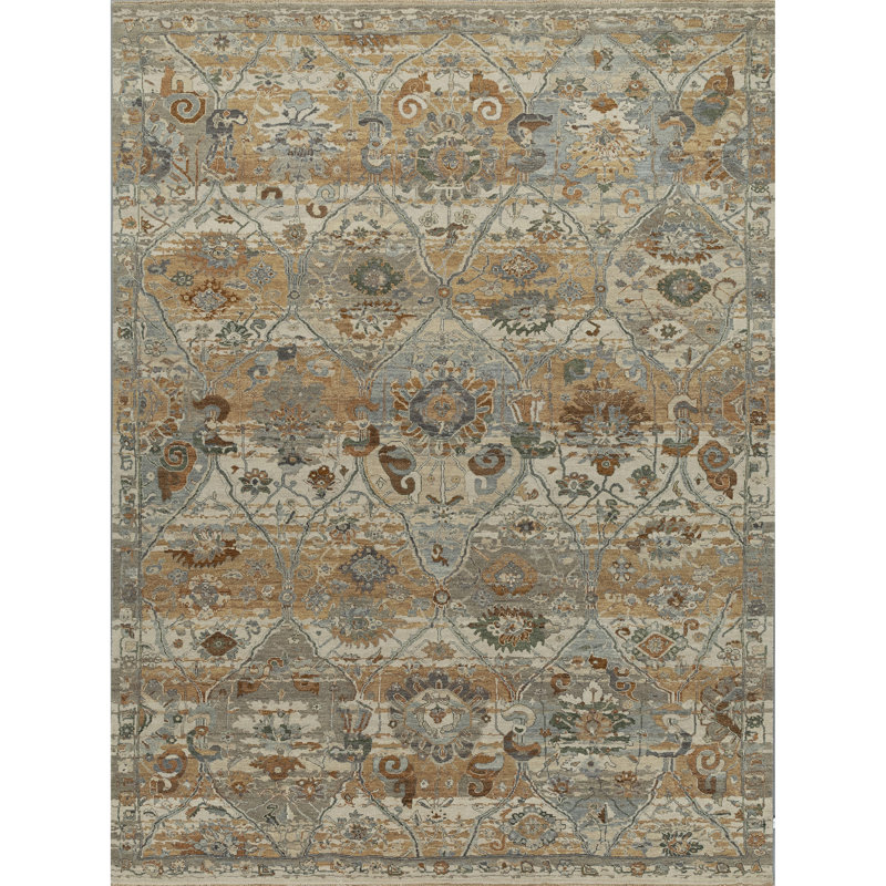 Tapis beige et brun noué à la main de haute qualité, Beige And Brown, Rectangle 9 pi x 12 pi