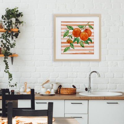 Bright Juicy Orange Vine Framed Print Under Glass, design by Paul Brent