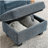 Single sofa recliner with manually adjustable backrest, USB charging port on the armrest side, phone stand included, hidden armrest storage, and a matching storage ottoman-Blue-889056757