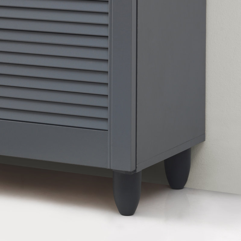 Morgan 15 Pair Shoe Storage Cabinet, Dark Grey