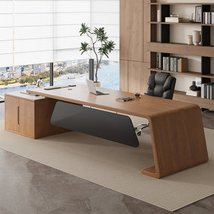 70.87"Pine rectangular office desk with a tea tray and an induction cooktop