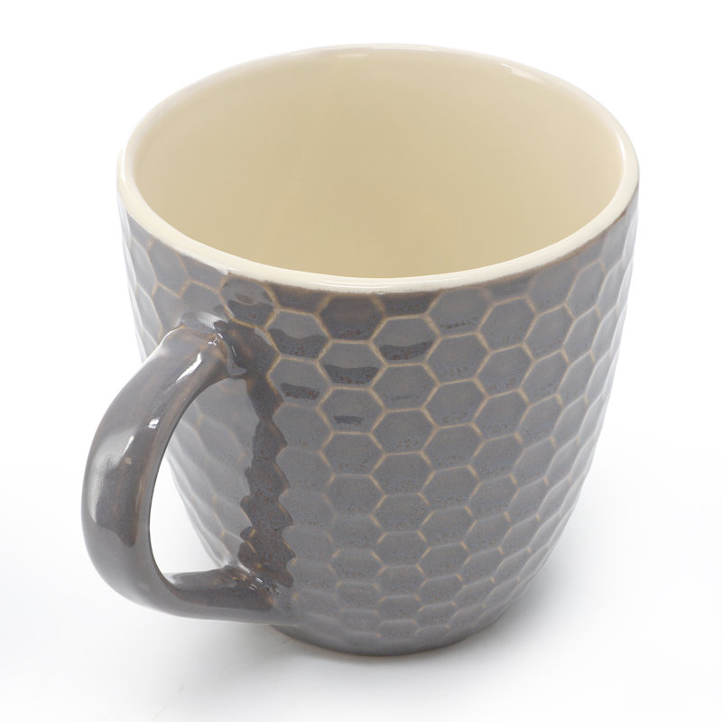 6 pièces 15 oz. Ensemble de tasses, couleurs assorties, Brun clair / bleu sarcelle / brun