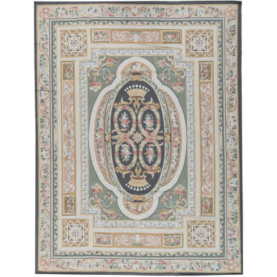 Hand-Knotted High-Quality Black and Ivory Area Rug
