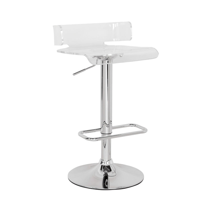 Tabouret réglable transparent et chromé avec pivot