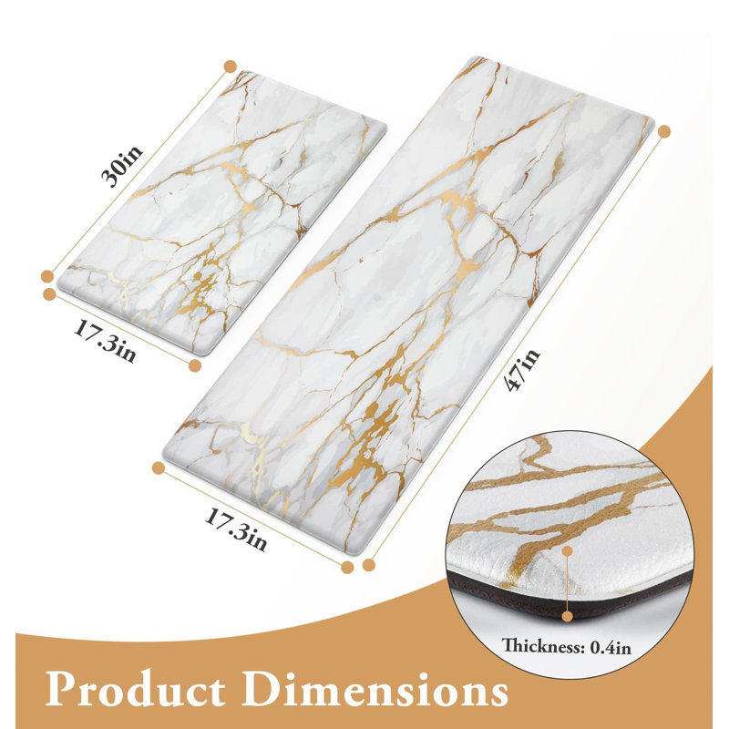Kitchen Rugs and Mats 2 Piece, Anti-Fatigue Non- Slip Kitchen Mats for Floor, Rectangle 17.3" x 47"