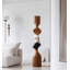 Sculpture abstraite en bois massif, grand ornement décoratif vertical