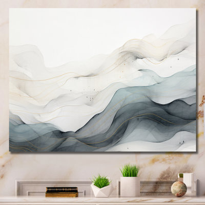 Bleu gris, dessin au trait abstrait conceptuel II - Art mural
