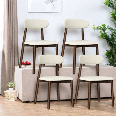 Ensemble de 4 chaises de salle à manger, structure en noyer massif, revêtement chenille moderne pour cuisine