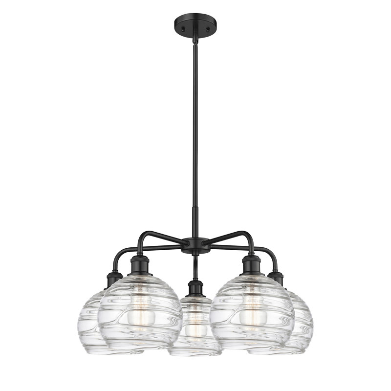 Lustre sphérique à 5 lumières en acier à intensité variable Essex, H 15,88 po x l 26 po x P 26 po, Noir mat