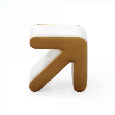 Ottoman, Modern Multifunctional Arrow Design Footrest Shoe Bench Kids Stool for Living Room Bedroom | Beige Velvet