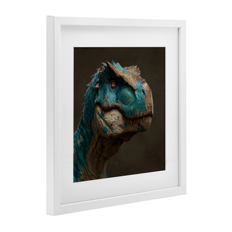 «Cerulean Dimensioned Dinosaur», reproduction encadrée sous verre, conception de Wumples, H 16 po x l 16 po
