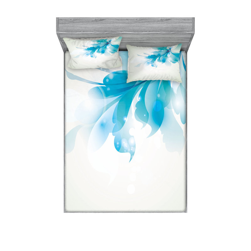 Drap-housse abstrait et taie décorative Ambesonne, bleu pâle et blanc, California King Sheet Set + 5 Additional pieces
