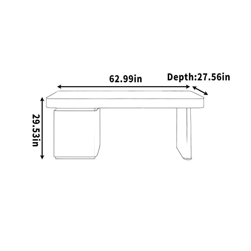 Table d'écriture / d'étude simple en granit, H 29,53 po x l 62,99 po x P 27,56 po