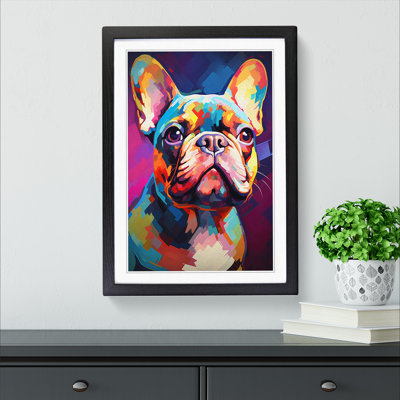 French Bulldog Modern - Single Picture Frame Print on Wood