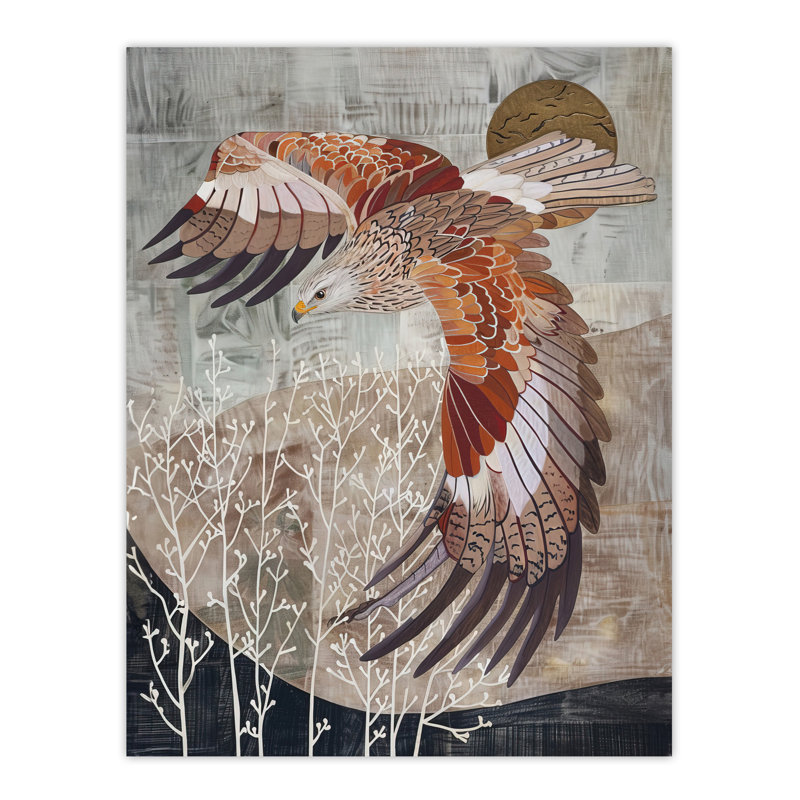 Kite in Flight Stylised Animal Painting Wall Art Print