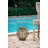 8.7X8.7X9.8" Brown Poly Rattan Lantern With White LED Candle-608785677