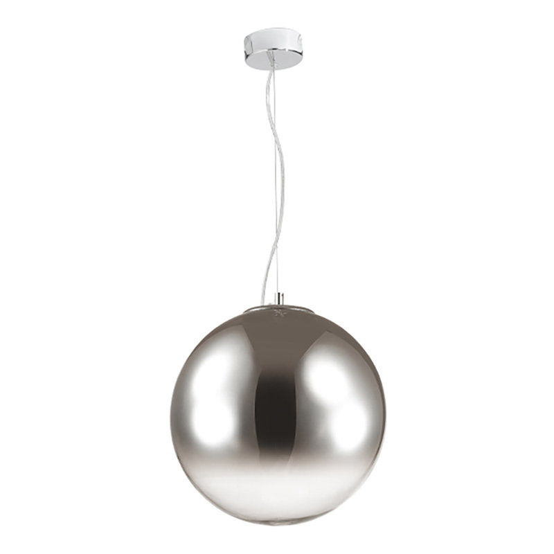 1 - Light Silver Globe Pendant, Chrome, 255cm H x 40cm W x 40cm D