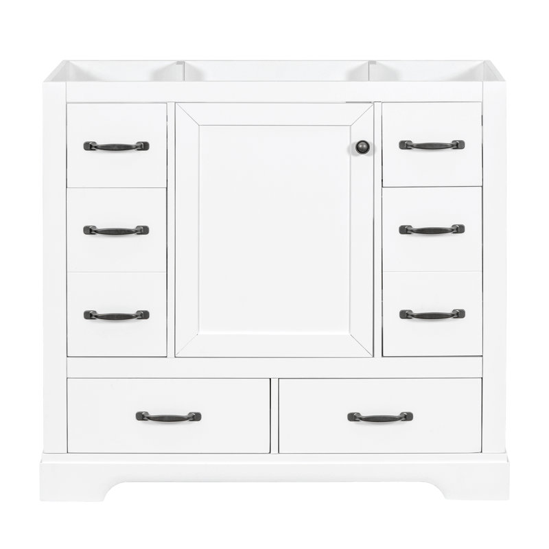Meuble-lavabo 36 po sans lavabo, base d'armoire seulement, six tiroirs, diviseur de tiroir multifonctionnel, tablette réglable