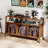 55 Inch Large Record Player Stand, Mid Century Turntable Stand Table Holds Up To 450 Albums