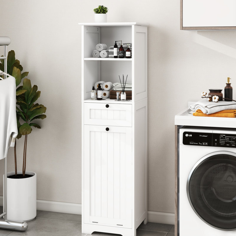 Trieur de linge blanc - un compartiment, un tiroir, fabriqué avec E1 et une surface peinte pour un espace attrayant de finition peinture