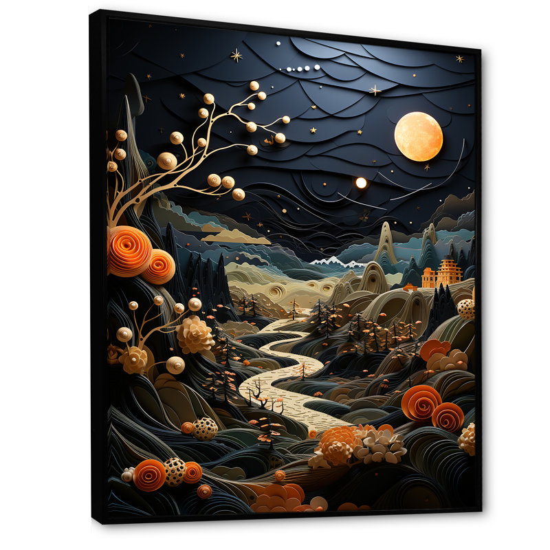 Leonas, surréalisme, paysage de rêve - impression, Cadre flottant noir, H 40 po x l 30 po x P 1,5 po