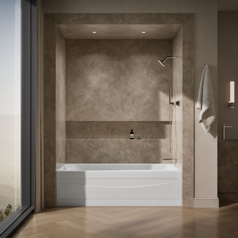 Mariposa 72" x 36" Soaking Bathtub, White, Right