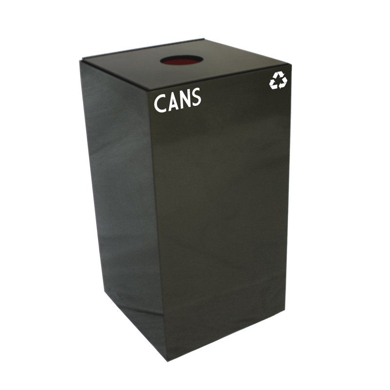 Poubelle de recyclage Geocube 24 gallons, Café noir, Ouverture ronde pour les canettes, 32 gallons