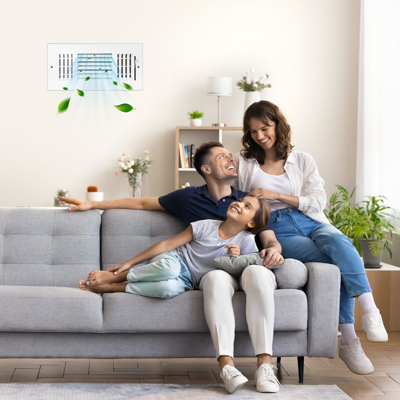 Registres de plancher en fer à 3 voies pour grilles CVC, paquet de 6, blanc, L 11,81 po x l 5,83 po x H 1,65 po