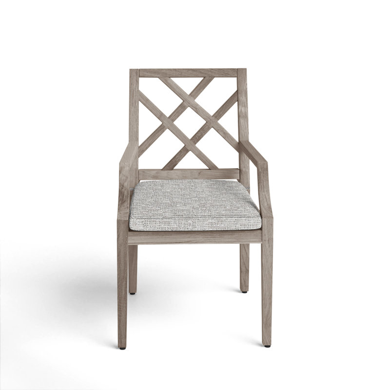 Chaise avec accoudoirs en teck Haley - Huître, Huître teck, Welt, Tweed Toffee