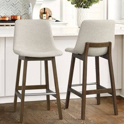 28" Upholstered Low Back Solid Wood Kitchen Dining Bar Stool