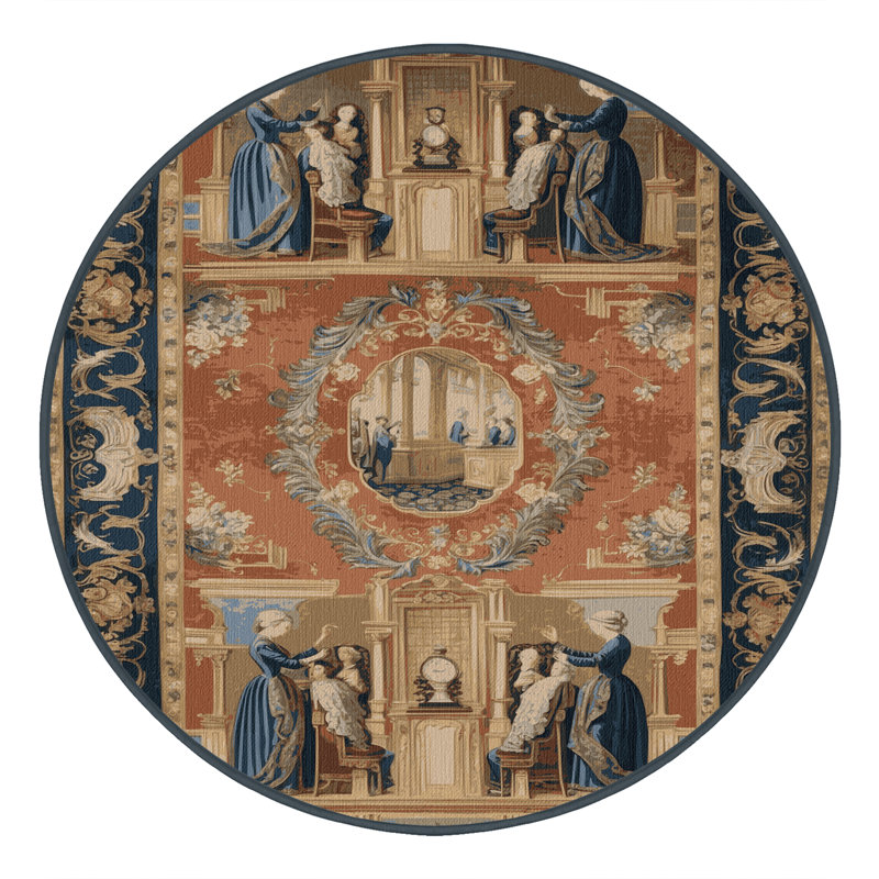 Machine Washable French Brown Area Rug, Round 7'