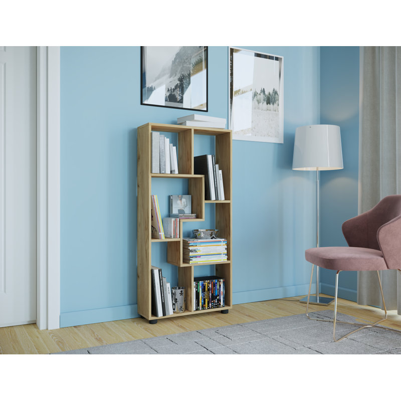 Odia 119cm H x 60cm W Geometric Bookcase, Brown