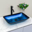 Lavabo vasque rectangulaire en verre 22 po x l 14,2 po avec bonde escamotable