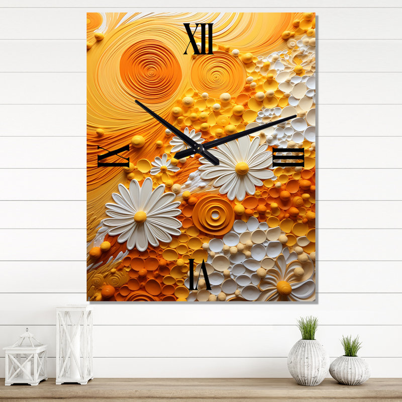Couleur safran abstrait I - horloges murales Abstract Botanicals, Petit