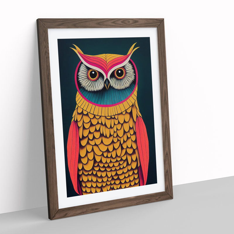 XV1022-612X An Imaginative Owl 1 Piece Single Picture Frame Wall Art, 46cm H x 34cm W, Brown