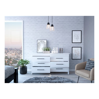 6 Drawer Double Dresser Wezz, Bedroom, White