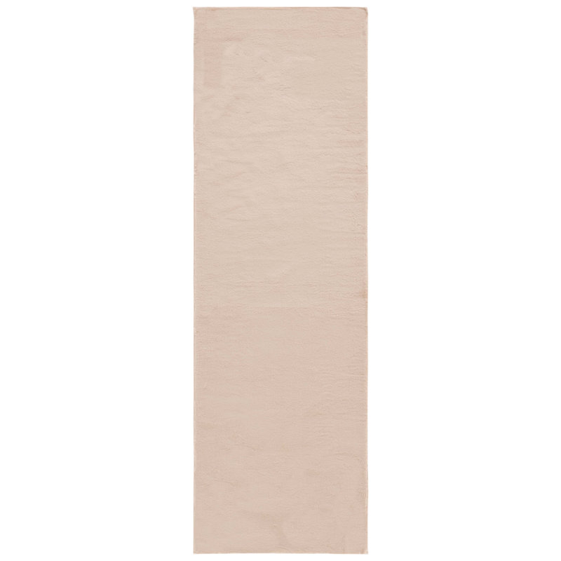 Faux Rabbit Fur Performance Machine Washable Solid Color Rug, Runner 2'6" x 8'