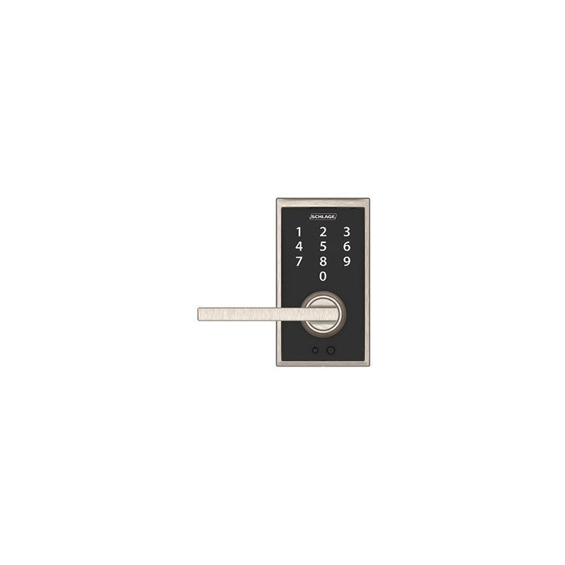 Schlage Touch Keyless Touchscreen Lever with Century Trim and Latitude Lever, Satin Nickel