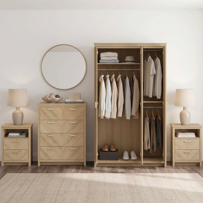 Adalinne 4 Piece Compact Bedroom Storage Set, Oslo Oak