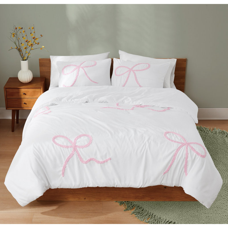 Ensemble d'édredon à nœuds texturés Vraiment doux, Pink Geometric, King Comforter + 2 King Shams