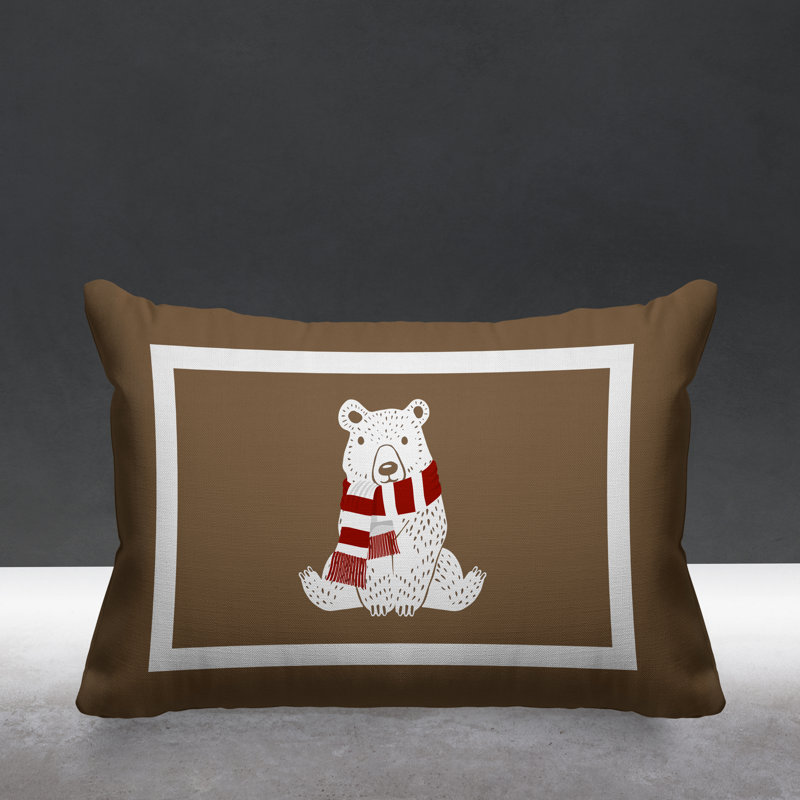 Coussin intérieur / extérieur Folk Christmas Bear, Beige