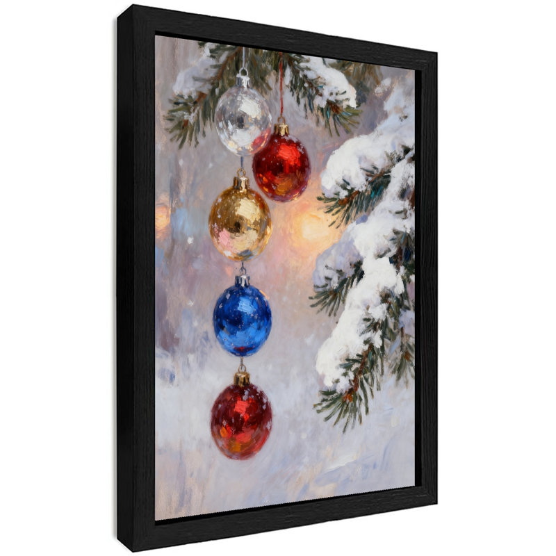 Art mural rétro noir, décorations de Noël colorées et flocons de neige, impressions de style rétro, H 11 po x l 9 po