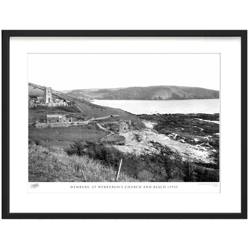 Wembury, St Werburgh's Church And Beach C1935 by Francis Frith - Single Picture Frame Print, 28cm H x 36cm W x 2.3cm D